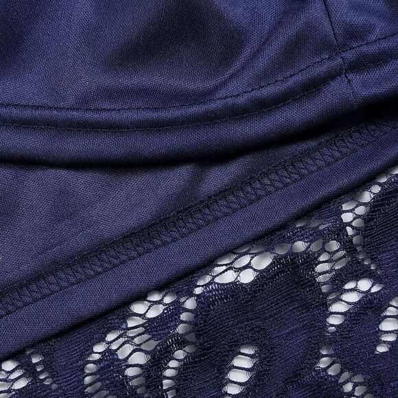 💙 Off Shoulder Lace Retro Pinup Vintage 1950s Long Sleeves Navy Dress L NWT - Picture 5 of 16